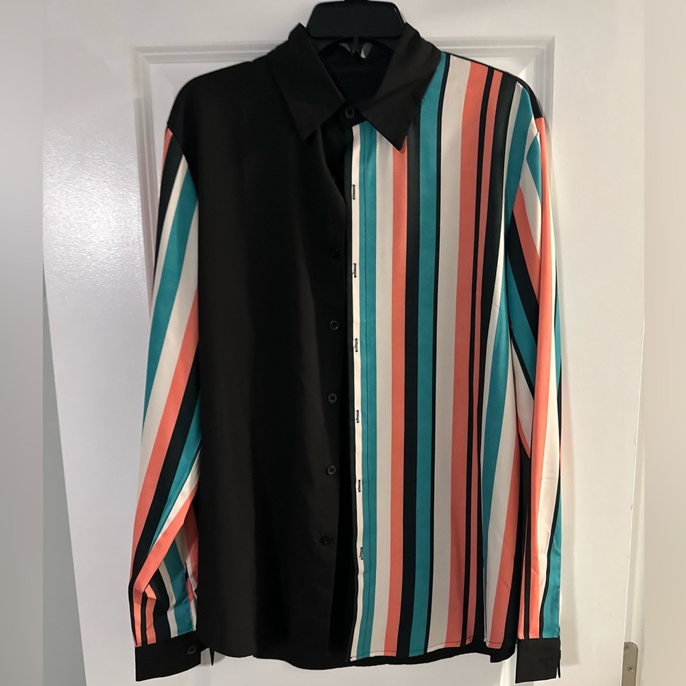 Amazon Essentials Black and Blue Casual Button Down Shirt
